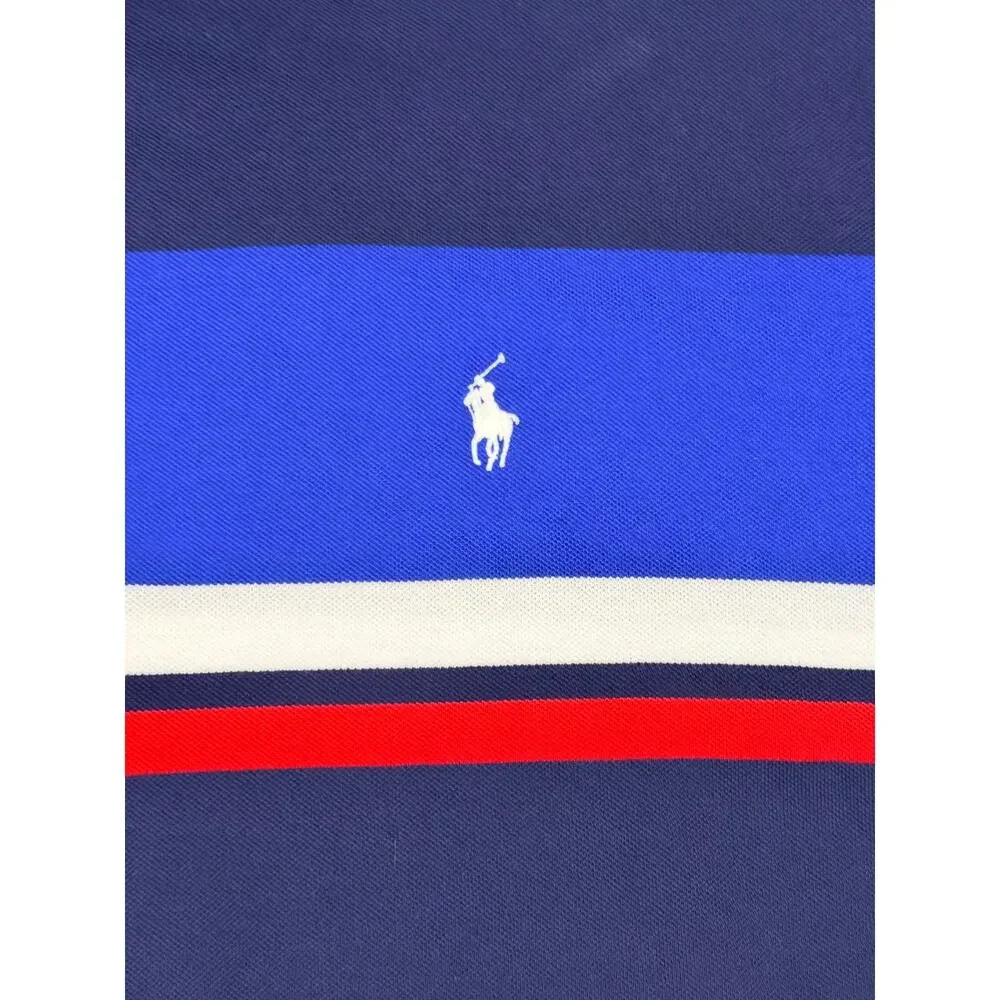 Polo Ralph Lauren Mens 4XB Big Tall Polo Shirt Striped Navy Blue Red Pony